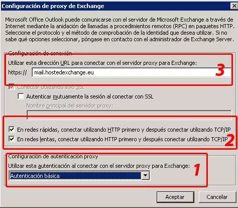 configuracion de proxy de exchange