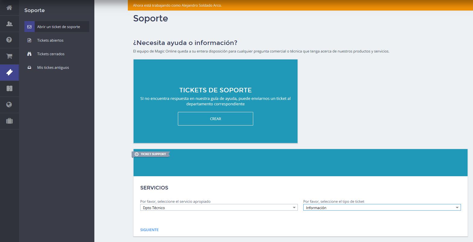 Abrir Ticket de Soporte Magic Online